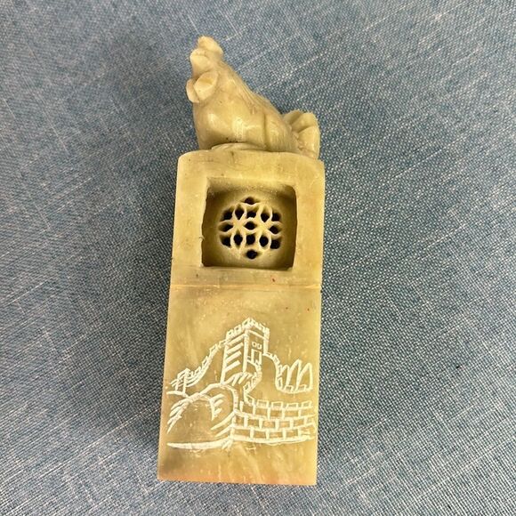 Vintage Chinese Hand Carved Soapstone Seal Stamp With Rooster On Top - Thomas - Picture 4 of 9